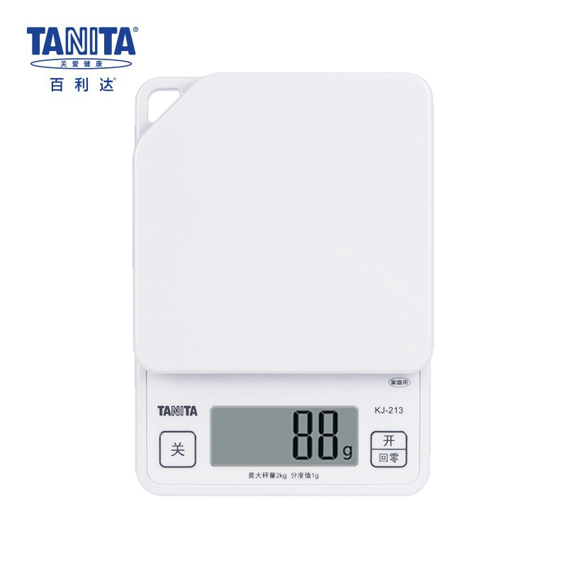 百利達(dá)(TANITA)廚房秤 烘焙秤家用稱電子廚房秤食物克秤1g精準(zhǔn)不銹鋼 KJ-213 白色/粉紅色